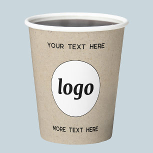 Einfaches Logo mit Textwerbung Pappbecher