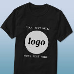 Einfaches Logo mit Textwerbung T-Shirt<br><div class="desc">Fügen Sie Ihr eigenes Logo und Textauswahl zu diesem unisex-Design hinzu. Entfernen Sie den oberen oder unteren Text,  wenn Sie es vorziehen. Minimalistisch und beruflich. Ideal für Mitarbeitermarken oder Uniformen oder als Werbeprodukt für Ihre Kunden und Kunden.</div>