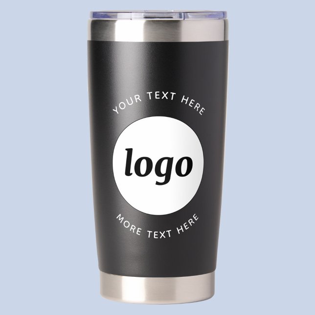 Einfaches Logo mit Textwerbung Thermobecher (Logo with custom text business promotional branding thermal tumbler water bottle)