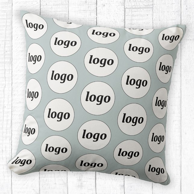 Einfaches Logo-Muster Blau Kissen (Simple logo pattern business promotional branding pillow)