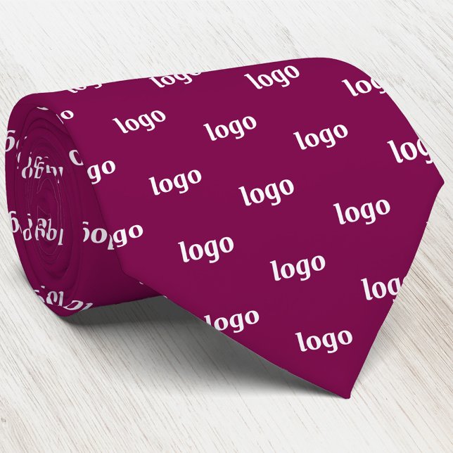 Einfaches Logo-Muster Dunkelkirschrot Business Krawatte (Simple logo business branding dark cherry pink promotional staff employee uniform neck tie)