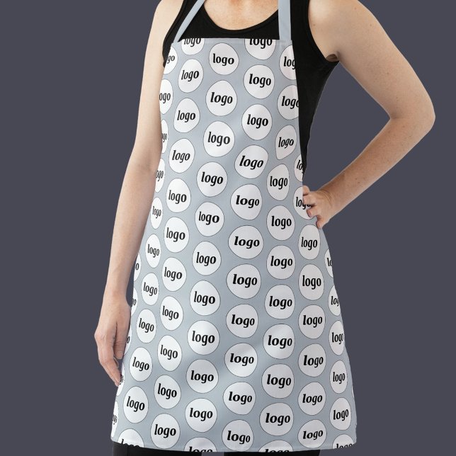 Einfaches Logo-Muster für die Werbung mit hellblau Schürze (Logo pattern business promotional branding apron for catering, cafe, restaurant, baker, craft garden)