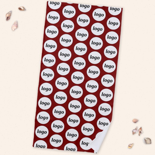 Einfaches Logo-Muster für Werbeaktionen Strandtuch (Simple logo pattern business promotional beach towel in burgundy red)