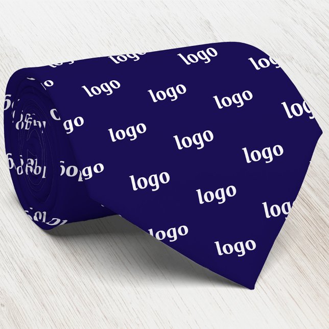 Einfaches Logo-Muster Navy Blau Business Krawatte (Simple logo pattern navy blue business promotional staff employee colleague uniform neck tie)