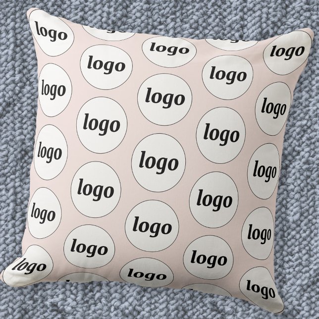 Einfaches Logo-Muster Rosa Kissen (Logo pattern business promotional throw pillow)