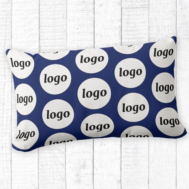 Einfaches Logo-Muster Werbeaktion Navy Blue Lendenkissen (Logo pattern business branding promotional navy blue lumbar pillow)
