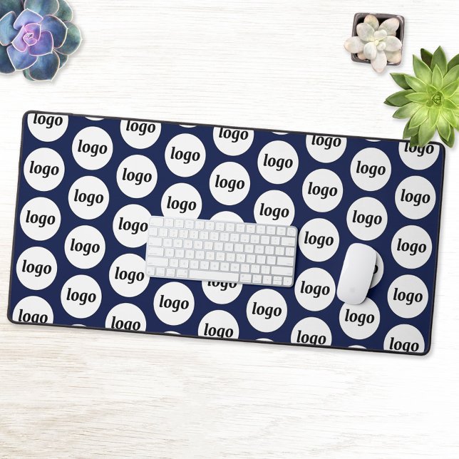 Einfaches Logo-Muster Werbeaktion Navy Blue Schreibtischunterlage (Simple logo pattern navy blue business branding promotional desk mat)