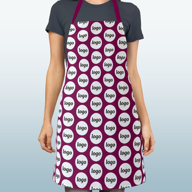 Einfaches Logo-Muster Werbemagenta Rosa Schürze (Simple logo pattern business branding promotional dark magenta pink burgundy apron)