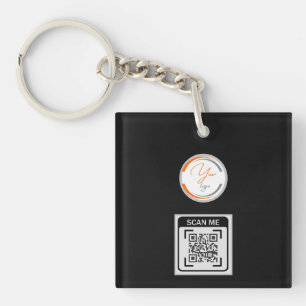 Einfaches Logo QR-Code Geschäft Schwarz Schlüsselanhänger