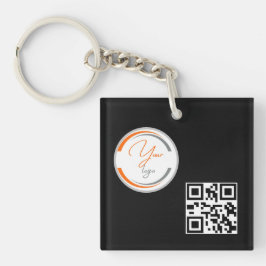 Einfaches Logo QR-Code Geschäft Schwarz Schlüsselanhänger