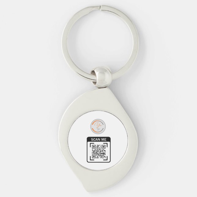 Einfaches Logo QR-Code Geschäft Weiß Schlüsselanhänger (Vorderseite)