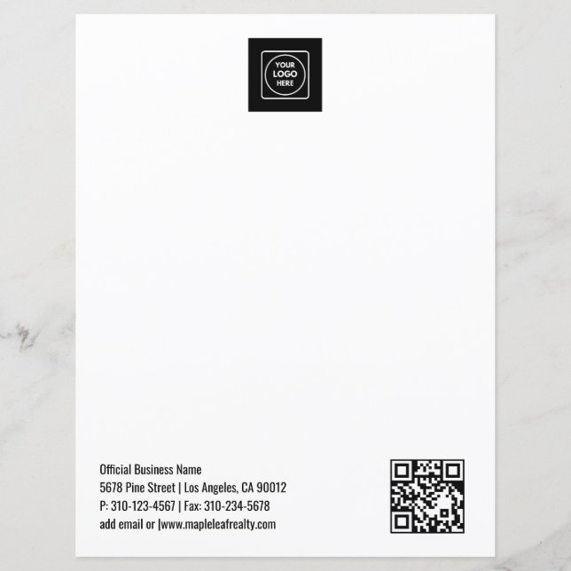 Einfaches Logo QR-Code Professionelles Anschreiben (Vorderseite)