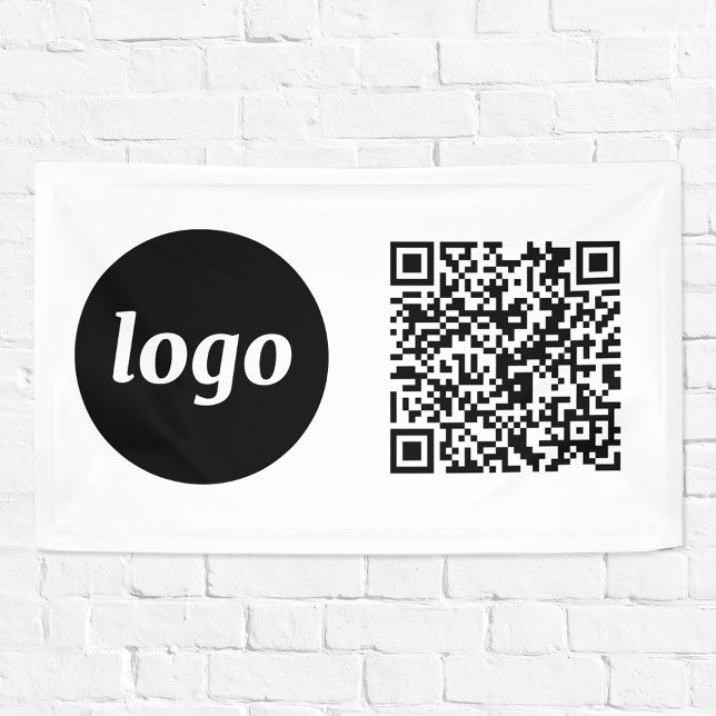 Einfaches Logo und Geschäft- QR-Code Banner (Logo  with QR code business promotional banner)