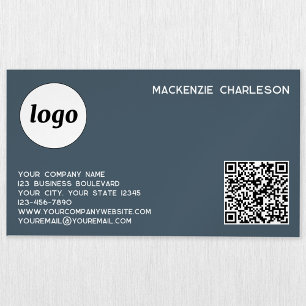 Einfaches Logo und QR-Code Anthrazitgrau Magnetische Visitenkarte