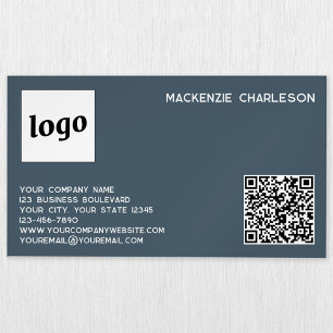 Einfaches Logo und QR-Code Anthrazitgrau Magnetische Visitenkarte