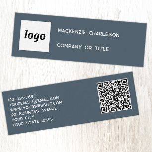 Einfaches Logo und QR-Code Anthrazitgrau Mini Visitenkarte