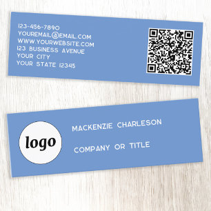 Einfaches Logo und QR-Code Blaue Mini-Vizitkarte Mini Visitenkarte
