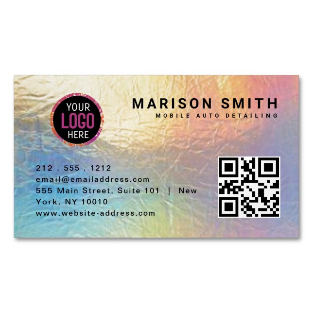 Einfaches Logo und QR Code Business Card Magnet (Vorderseite)