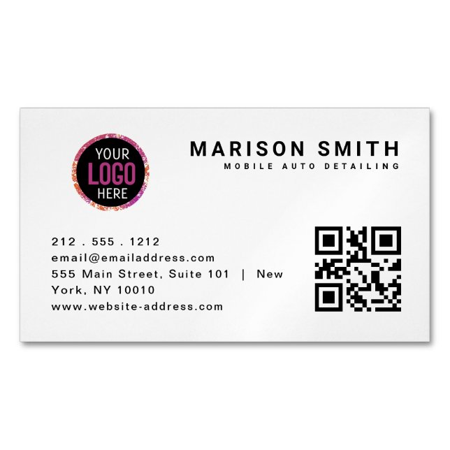 Einfaches Logo und QR Code Business Card Magnet (Vorderseite)
