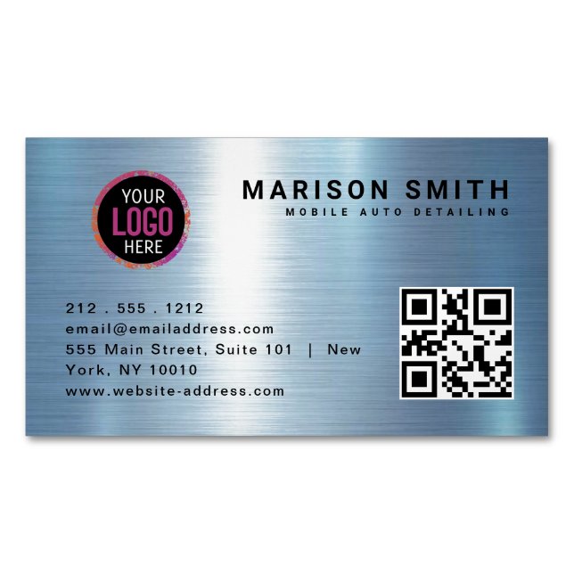 Einfaches Logo und QR Code Business Card Magnet (Vorderseite)