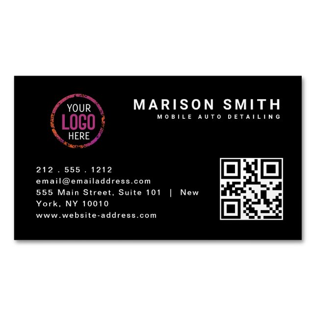 Einfaches Logo und QR Code Business Card Magnet (Vorderseite)