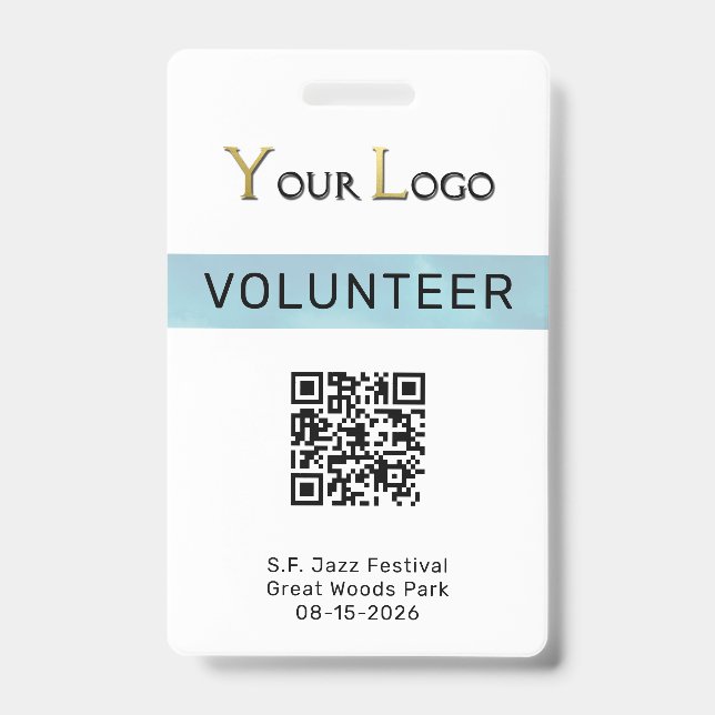 Einfaches Logo und QR-Code-Event  Ausweis (Vorderseite)