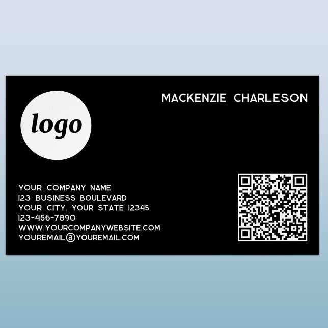 Einfaches Logo und QR-Code Magnetische Visitenkarte (Simple logo with custom text QR code business branding promotional magnetic business card )