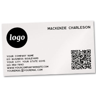 Einfaches Logo und QR-Code Rosa Magnetische Visitenkarte