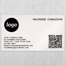 Einfaches Logo und QR-Code Rosa Magnetische Visitenkarte