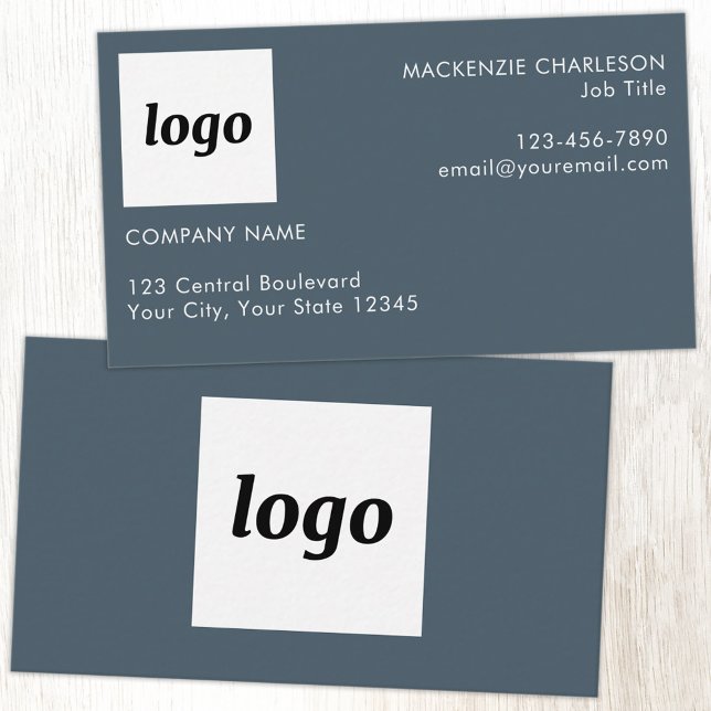 Einfaches Logo und Text Anthrazitgrau Visitenkarte (Simple logo with custom text business branding promotional charcoal gray business card)
