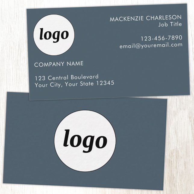 Einfaches Logo und Text Anthrazitgrau Visitenkarte (Simple logo with custom text business branding promotional charcoal gray business card)