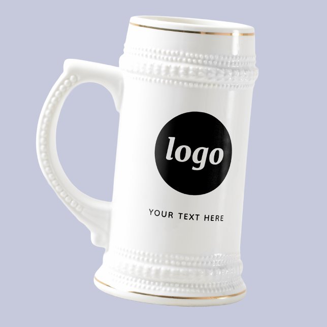 Einfaches Logo und Text Business Bierkrug Bierglas (Simple logo with custom text business branding promotional beer stein)
