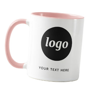 Einfaches Logo- und Text-Business-Branding in Rosa Tasse