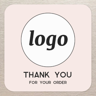 Einfaches Logo und Text Business Danke Blush Rosa Quadratischer Aufkleber