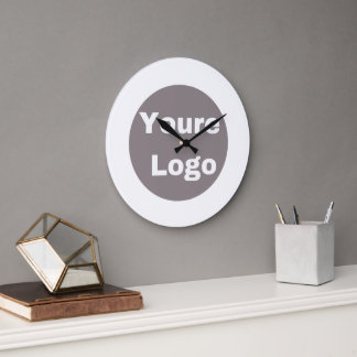 Einfaches Logo und Text Business personalisieren Große Wanduhr