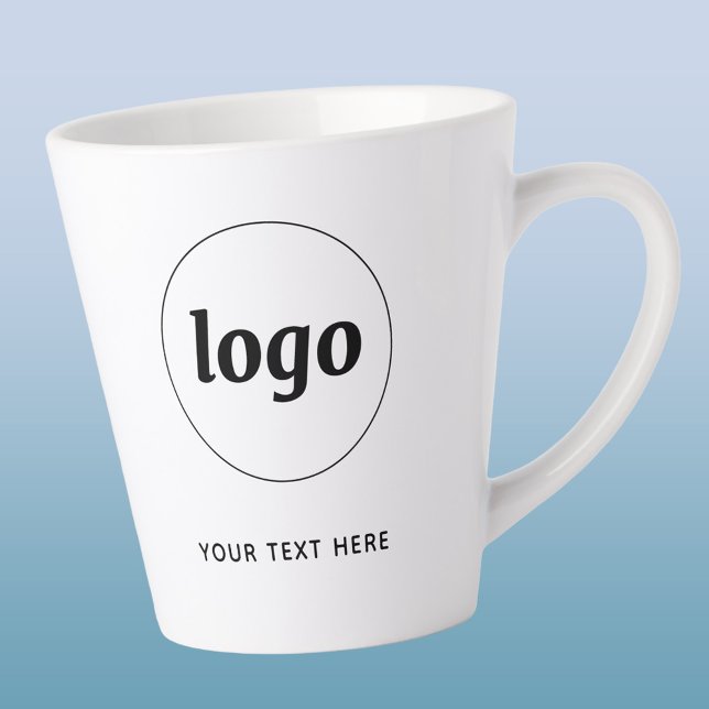 Einfaches Logo und Text für Business-Werbung Milchtasse (Simple logo with custom text business branding promotional latte coffee mug)