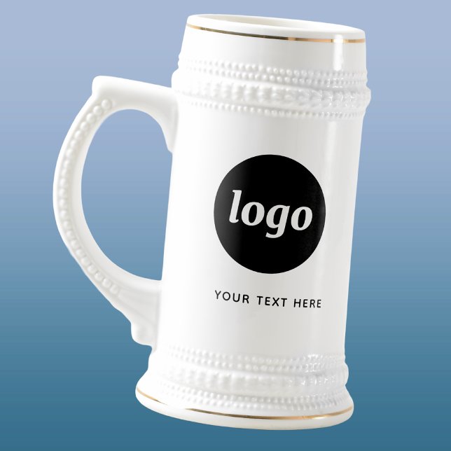 Einfaches Logo und Text Geschäft Bierglas (Simple logo with custom text business branding promotional beer stein mug)