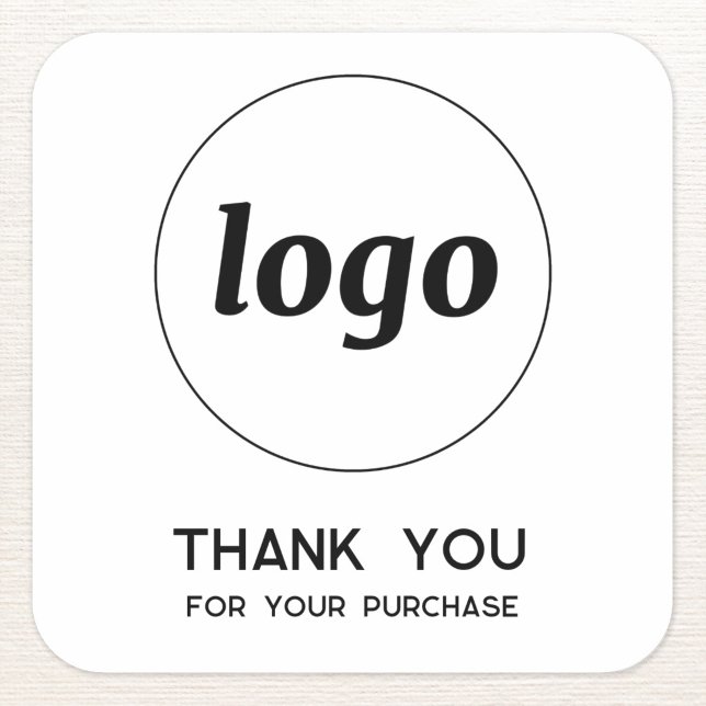 Einfaches Logo und Text Geschäft Danke Quadratischer Aufkleber (Simple logo with custom text business branding promotional thank you for your purchase sticker)