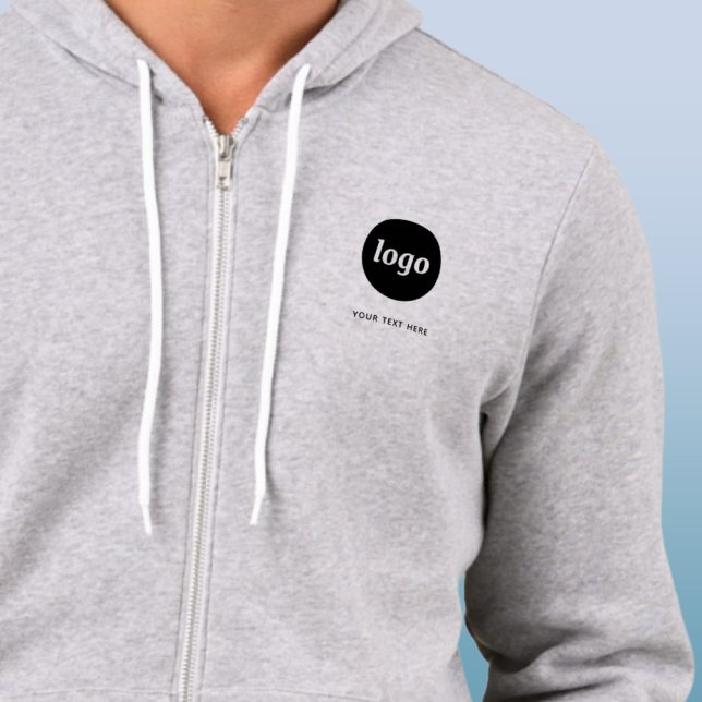 Einfaches Logo und Text Geschäft Hoodie (Simple logo with custom text business branding promotional crest zip hoodie)