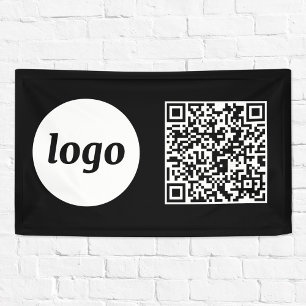 Einfaches Logo und Text Geschäft QR-Code Schwarz Banner
