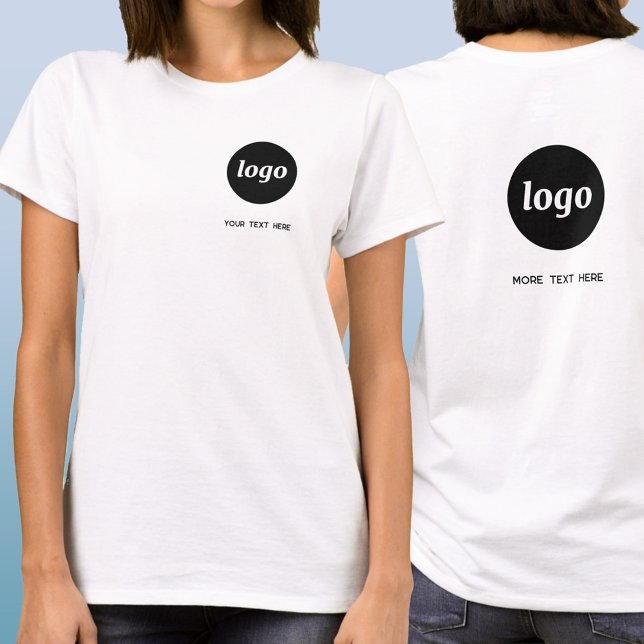 Einfaches Logo und Text Geschäftswappen und Rückse T-Shirt (Simple logo with custom text crest and back style business branding promotional t-shirt)