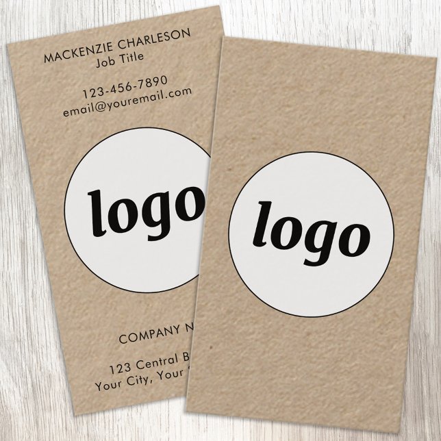Einfaches Logo und Text im vertikalen Format Visitenkarte (Simple logo with custom text business branding promotional business cards)