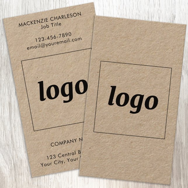 Einfaches Logo und Text im vertikalen Format Visitenkarte (Simple logo with custom text business branding promotional business cards)
