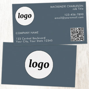 Einfaches Logo und Text QR-Code Anthrazitgrau Visitenkarte