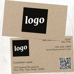 Einfaches Logo und Text QR-Code Kraft Visitenkarte