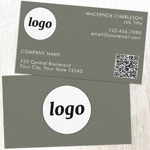 Einfaches Logo und Text QR-Code Sagegrün Visitenkarte