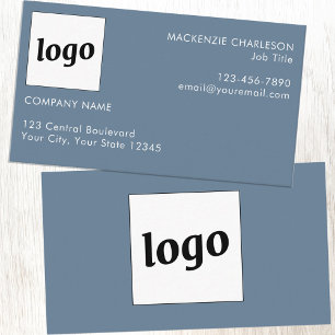 Einfaches Logo und Text Staubblau Grau Visitenkarte
