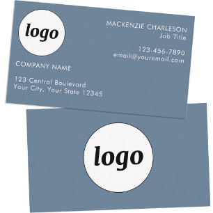 Einfaches Logo und Text Staubblau Grau Visitenkarte