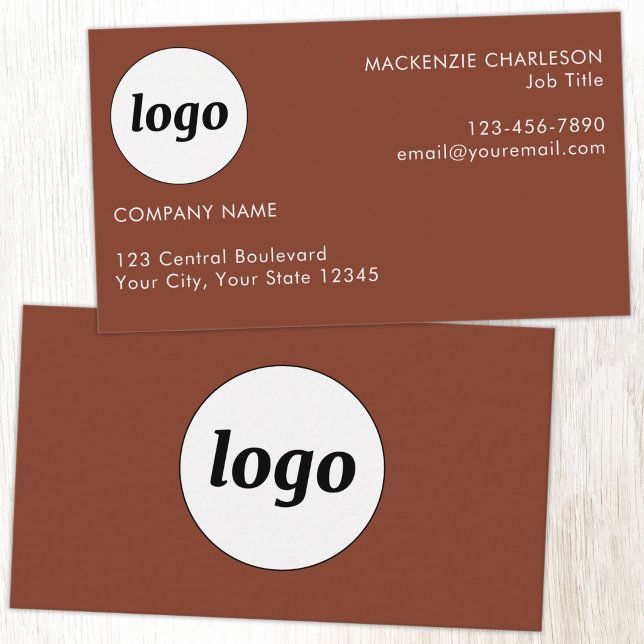 Einfaches Logo und Text Terrakotta Visitenkarte (Simple logo custom text terracotta modern business card)