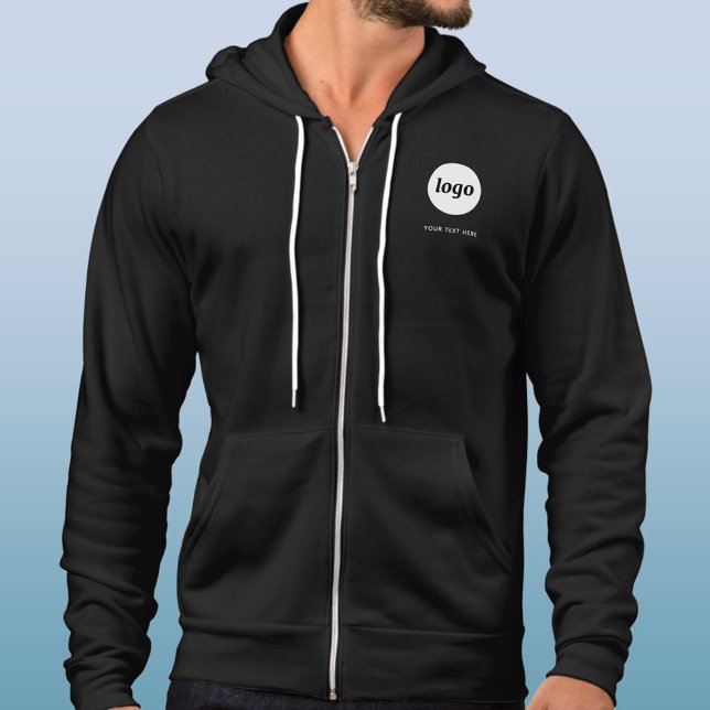 Einfaches Logo und Text-Wappen-Geschäft Hoodie (Simple logo with custom text business branding promotional team uniform zip hoodie )